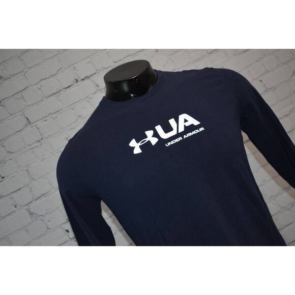 Under Armour Shirt Men Size Small Gym Performance HeatGear Long Sleeve Blue - Picture 4 of 7